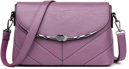 Casual Vrouwen Lederen Tas Luxe Handtassen Vrouwen Schouder Crossbody Tassen Voor Vrouwen Tas Portemonnees En Handtassen paars