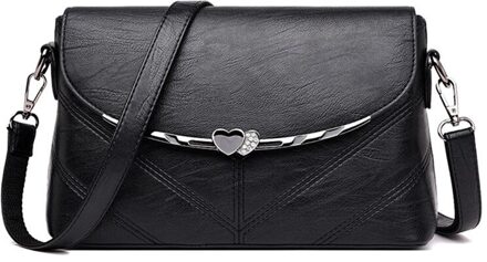 Casual Vrouwen Lederen Tas Luxe Handtassen Vrouwen Schouder Crossbody Tassen Voor Vrouwen Tas Portemonnees En Handtassen zwart