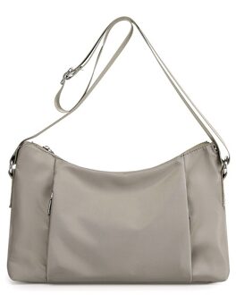 Casual Vrouwen Schoudertassen Vrouwelijke Nylon Effen Kleur Handtas Voor Lady Meisjes Crossbody Draagtas Zachte Sac Een belangrijkste grijs