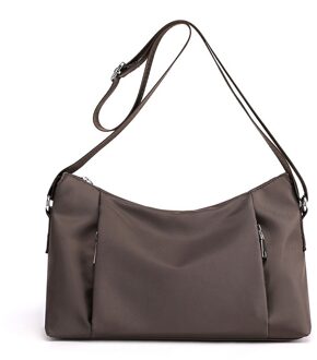 Casual Vrouwen Schoudertassen Vrouwelijke Nylon Effen Kleur Handtas Voor Lady Meisjes Crossbody Draagtas Zachte Sac Een belangrijkste koffie