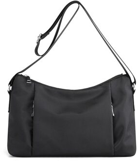 Casual Vrouwen Schoudertassen Vrouwelijke Nylon Effen Kleur Handtas Voor Lady Meisjes Crossbody Draagtas Zachte Sac Een belangrijkste zwart