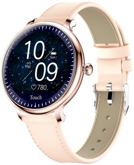 Casual Vrouwen Slimme Horloge Kleur Screen Sleep Hartslagmeter Compatibel Inkomende Oproep Stappenteller Wekker Camera Afstandsbediening leer roos G