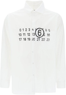 Casual Wit Katoenen Overhemd MM6 Maison Margiela , White , Heren - S