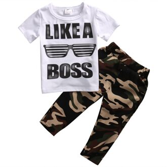 Casual Zomer Peuter Kids Baby Jongens Kleding Set T-shirt Tops + Camouflage Lange Broek 2 STKS Outfits 2T