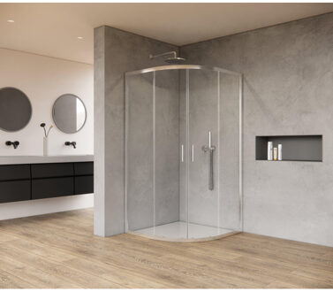 Casus Douchecabine - 80x80x200cm - kwartrond - helder glas - profiel - chroom SAO2142-CH80x80