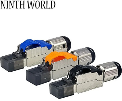 Cat 6A Cat 7 Cat 8 RJ45 Connectors Tool Free Easy Jack Shielding RJ45 Metal Die-Cast Field Termination Plug Cat 7 Cat 8 22-24AWG