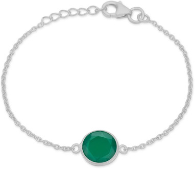 Cat Bracelet Green Onyx Silver Frk. Lisberg , Gray , Dames