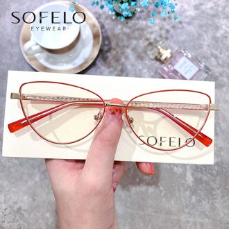 Cat Eye Bijziendheid Optische Glazen Frame Vrouwen Anti Blauw Licht Recept Brillen Frame Dames Clear Computer Bril Frame rood goud