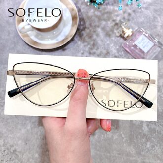 Cat Eye Bijziendheid Optische Glazen Frame Vrouwen Anti Blauw Licht Recept Brillen Frame Dames Clear Computer Bril Frame zwart goud