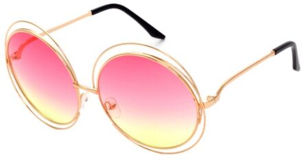 Cat Eye Retro Super Ronde Cirkel Gradiënt Bril Vrouwen Zonnebril Full Frame Glazen Driver Bril UV400 Oranje