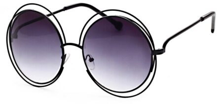 Cat Eye Retro Super Ronde Cirkel Gradiënt Bril Vrouwen Zonnebril Full Frame Glazen Driver Bril UV400 Zilver