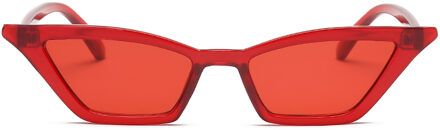 Cat Eye Zonnebril Vrouwen Luxe Vintage Transparante Zonnebril Vrouwelijke Retro Rood Zwart Brillen Tinten doorzichtig rood