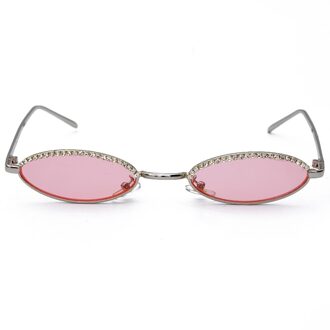 Cat Eye Zonnebril Vrouwen Mannen Luxe Diamond Oval Zonnebril Legering Brillen Voor Vrouwelijke Mannelijke UV400 3