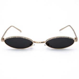 Cat Eye Zonnebril Vrouwen Mannen Luxe Diamond Oval Zonnebril Legering Brillen Voor Vrouwelijke Mannelijke UV400