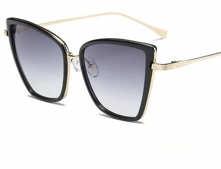 Cat Eye Zonnebril Vrouwen Vintage Metalen Bril Voor Vrouwen Spiegel Retro Lunet De Soleil Femme UV400 Gradient grijs