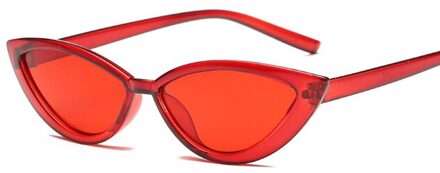Cat Eye Zonnebril Vrouwen Vintage Metalen Bril Voor Vrouwen Spiegel Retro Lunet De Soleil Femme UV400 rood