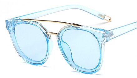 Cat Eye Zonnebril Vrouwen Vintage Mode Rijden Zonnebril Voor Vrouwen UV400 lens gafas de sol blauw