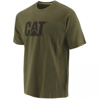 Cat MERK LOGO Heren Katoenen T-Shirt Donkergroen