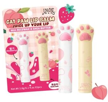 Cat Paw Lip Balm Set Strawberry + Peach 1 set