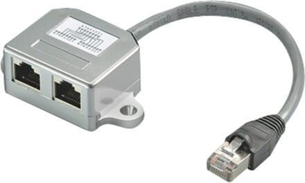 CAT T-Adapter 2x ISDN 1 x RJ45 M 2 x RJ45 F kabeladapter/verloopstukje