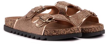 Cat Wide Fit Footbed Sandalen Metallic