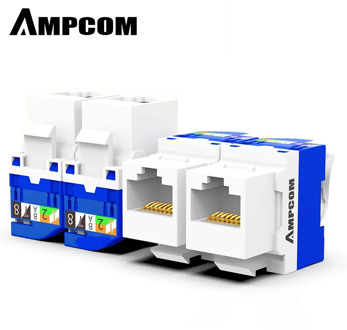 CAT5e/ CAT6 Tool Less Keystone Jack,AMPCOM RJ45 Self-Locking Cat.5e Keystone Module Adapter No Punch-Down Tool Required Couplers