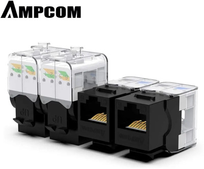 CAT6/CAT5e Tool Less Keystone Jack,AMPCOM RJ45 UTP Keystone Module Adapter No Punch-Down Tool Required Couplers-1/2/10-Pack