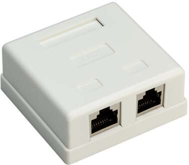 CAT6 Gigabit netwerk uitvoerdoos/montagedoos met 2 RJ45 poorten - afgeschermd / wit