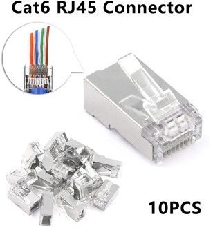 Cat6 RJ45 Connector Modular Ethernet Cable Head Plug Cat 6 Crimp Network RJ 45 Connector Cat6 Gold-plated