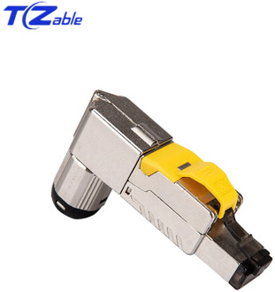 Cat6A Cat7 Cat8 RJ45 Connector 40Gbps 2000MHz 90 Degree Ethernet Adapter Shielded RJ45 8P8C Networking Plug LAN Cable Connectors