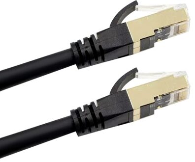 Cat8 Ethernet Cable High Speed Network Cable 40Gbps 2000Mhz/ Shielded Twisted Pair/ Gold Plated RJ45 Interface Black 1m