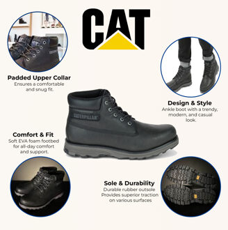 Caterpillar Heren Founder Zwarte Leren Alledaagse Enkellaarsjes - EU 40.5 / UK 7