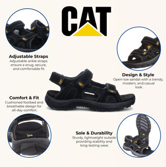 Caterpillar Heren Zwarte Leren Giles Trekking Sandalen