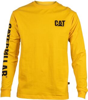 Caterpillar Merkbanner Lange Mouwen Katoenen Gele T-Shirt voor Mannen - maat Geel