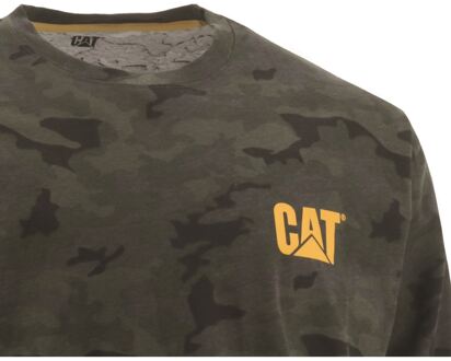 Caterpillar Merkenband Lange Mouwen Katoenen Heren Groen T-Shirt Donkergroen