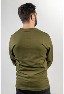 Caterpillar Merkenbanner Lange Mouwen Katoenen Groene T-Shirt voor Mannen