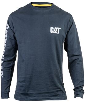 Caterpillar Merkenbanner Lange Mouwen Katoenen Heren Blauwe T-shirt - XL