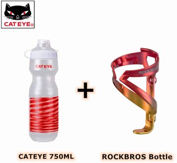 Cateye 750Ml Fietsen Waterflessen Fiets Draagbare Lekvrije Sport Drink Fles Ketel Squeeze Waterbottle Eu Reach Test 8801614 KR03-RG