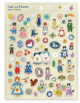 Cats and Buttons /Aiko Fukawa Sticker One Size