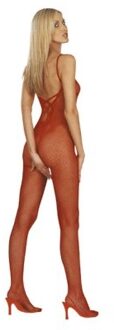 Catsuit With Open Crotch + Back - Visnet Rood