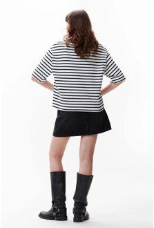 Catwalk Junkie 2402080200 loose fit stripe t-shirt - maat 40 Wit