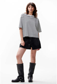 Catwalk Junkie 2402080200 loose fit stripe t-shirt Wit - 36