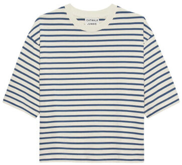 Catwalk Junkie 2503020203 loose fit striped tshirt Blauw - 40