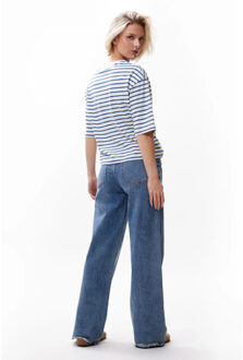 Catwalk Junkie 2503020203 loose fit striped tshirt Blauw - 42