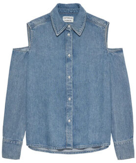 Catwalk Junkie 2601021609 open shoulder denim blouse Blauw - 34