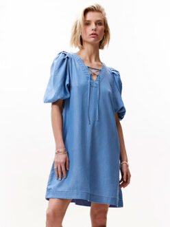 Catwalk Junkie Denim jurk met pof mouw Blauw - XL