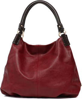 Causale Grote Vrouwen Pu Lederen Schoudertassen Effen Draad Hobo Vegan Lederen Tote Vrouwelijke Mode Handtassen Crossbody Tassen Rood