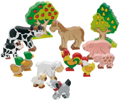 Cause Houten Boederij Set 12 Dieren