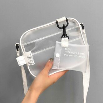 Causual Pvc Transparant Clear Vrouw Crossbody Tassen Schoudertas Handtas Jelly Kleine Telefoon Zakken Met Kaarthouder Brede Bandjes Flap