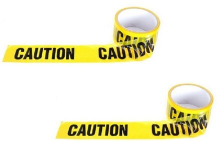 Caution/opppassen afzetlint - 2x - geel/zwart - 30 meter - kunststof - hulpdiensten lint